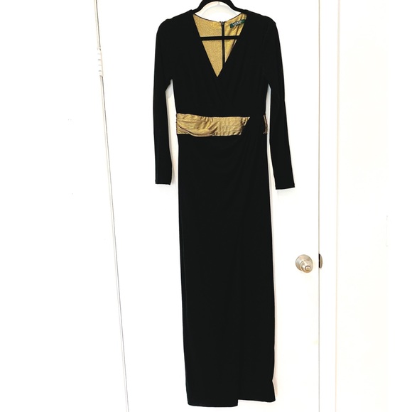 Lauren Ralph Lauren Dresses & Skirts - Black Ralph Lauren gown with gold trim